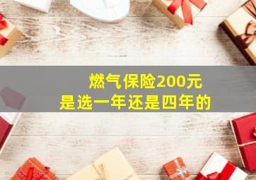 燃气保险200元是选一年还是四年的