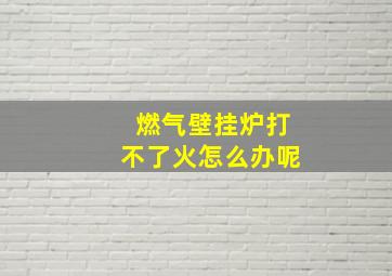 燃气壁挂炉打不了火怎么办呢