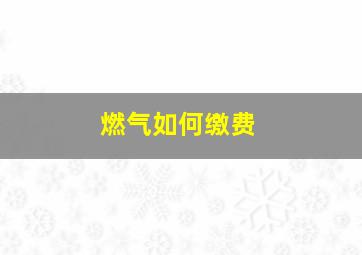 燃气如何缴费