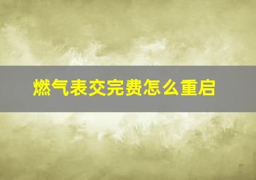 燃气表交完费怎么重启