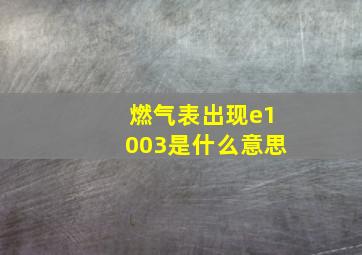 燃气表出现e1003是什么意思