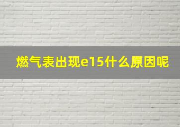 燃气表出现e15什么原因呢