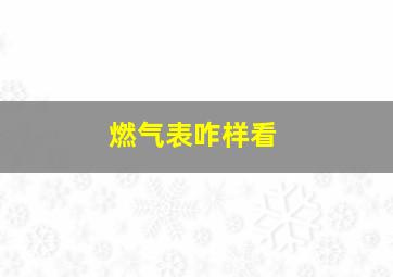 燃气表咋样看