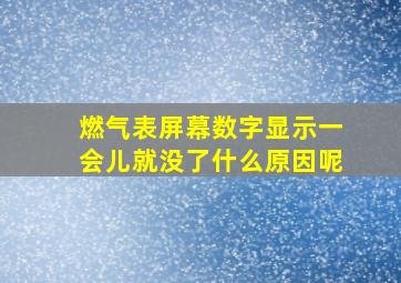 燃气表屏幕数字显示一会儿就没了什么原因呢