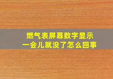 燃气表屏幕数字显示一会儿就没了怎么回事