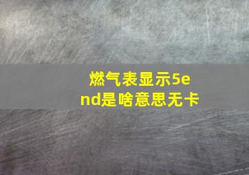 燃气表显示5end是啥意思无卡