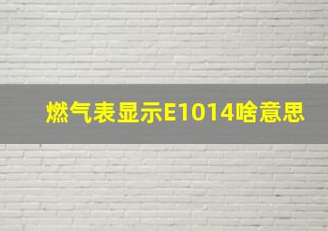 燃气表显示E1014啥意思