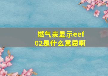 燃气表显示eef02是什么意思啊