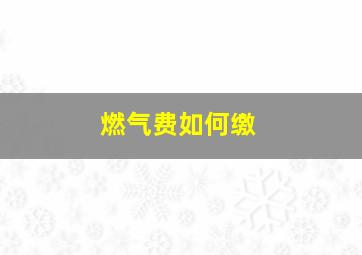 燃气费如何缴