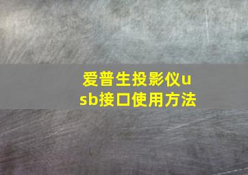 爱普生投影仪usb接口使用方法