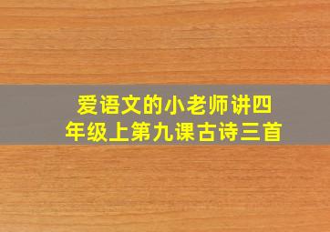 爱语文的小老师讲四年级上第九课古诗三首