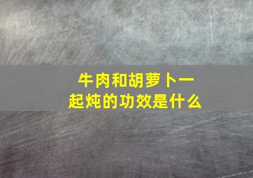 牛肉和胡萝卜一起炖的功效是什么