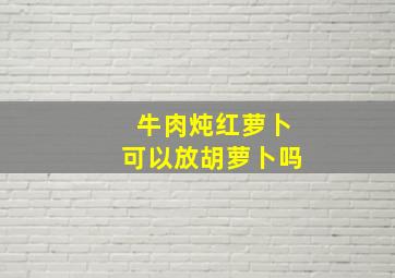 牛肉炖红萝卜可以放胡萝卜吗