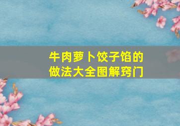 牛肉萝卜饺子馅的做法大全图解窍门