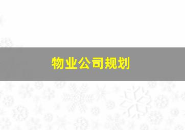 物业公司规划