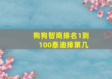 狗狗智商排名1到100泰迪排第几