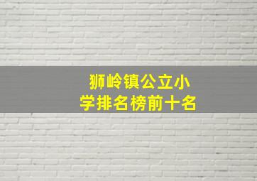 狮岭镇公立小学排名榜前十名