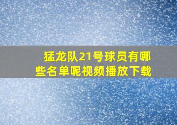 猛龙队21号球员有哪些名单呢视频播放下载