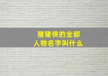 猪猪侠的全部人物名字叫什么