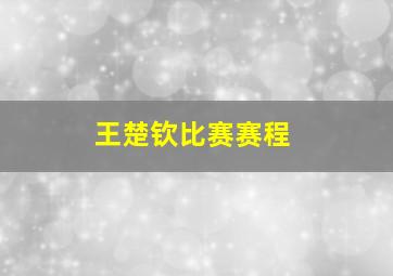 王楚钦比赛赛程