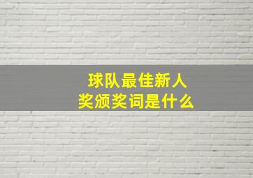 球队最佳新人奖颁奖词是什么