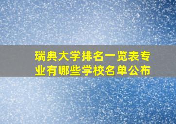 瑞典大学排名一览表专业有哪些学校名单公布