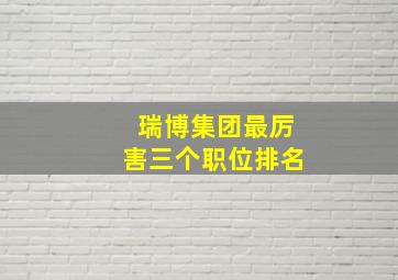 瑞博集团最厉害三个职位排名