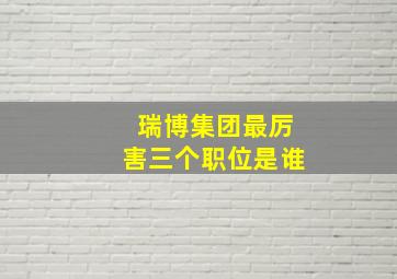 瑞博集团最厉害三个职位是谁