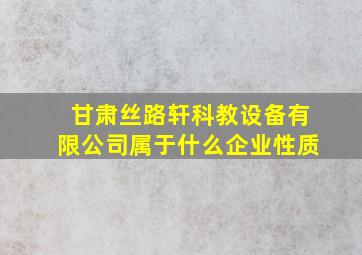 甘肃丝路轩科教设备有限公司属于什么企业性质