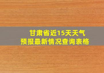 甘肃省近15天天气预报最新情况查询表格