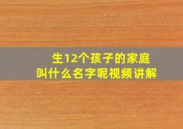 生12个孩子的家庭叫什么名字呢视频讲解