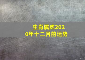 生肖属虎2020年十二月的运势