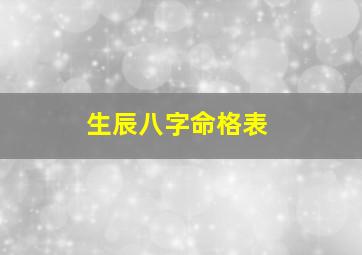 生辰八字命格表