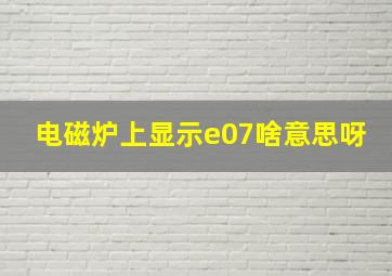 电磁炉上显示e07啥意思呀