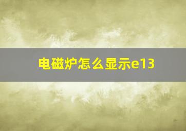 电磁炉怎么显示e13