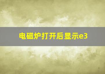 电磁炉打开后显示e3