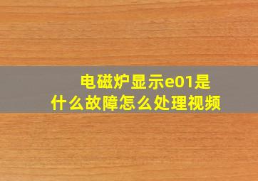 电磁炉显示e01是什么故障怎么处理视频