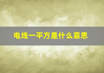 电线一平方是什么意思