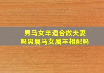 男马女羊适合做夫妻吗男属马女属羊相配吗