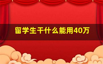 留学生干什么能用40万