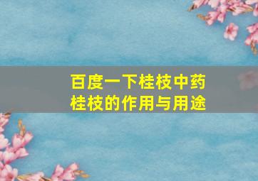 百度一下桂枝中药桂枝的作用与用途