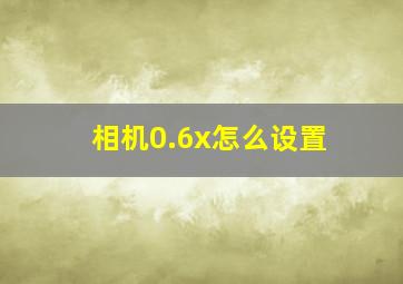 相机0.6x怎么设置