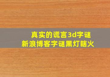 真实的谎言3d字谜新浪博客字谜黑灯瞎火