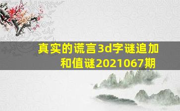 真实的谎言3d字谜追加和值谜2021067期