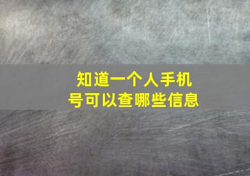 知道一个人手机号可以查哪些信息