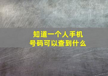 知道一个人手机号码可以查到什么