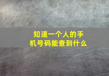 知道一个人的手机号码能查到什么