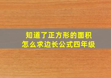 知道了正方形的面积怎么求边长公式四年级