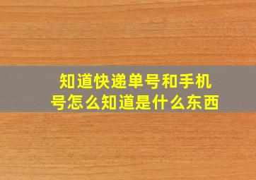 知道快递单号和手机号怎么知道是什么东西