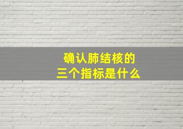 确认肺结核的三个指标是什么